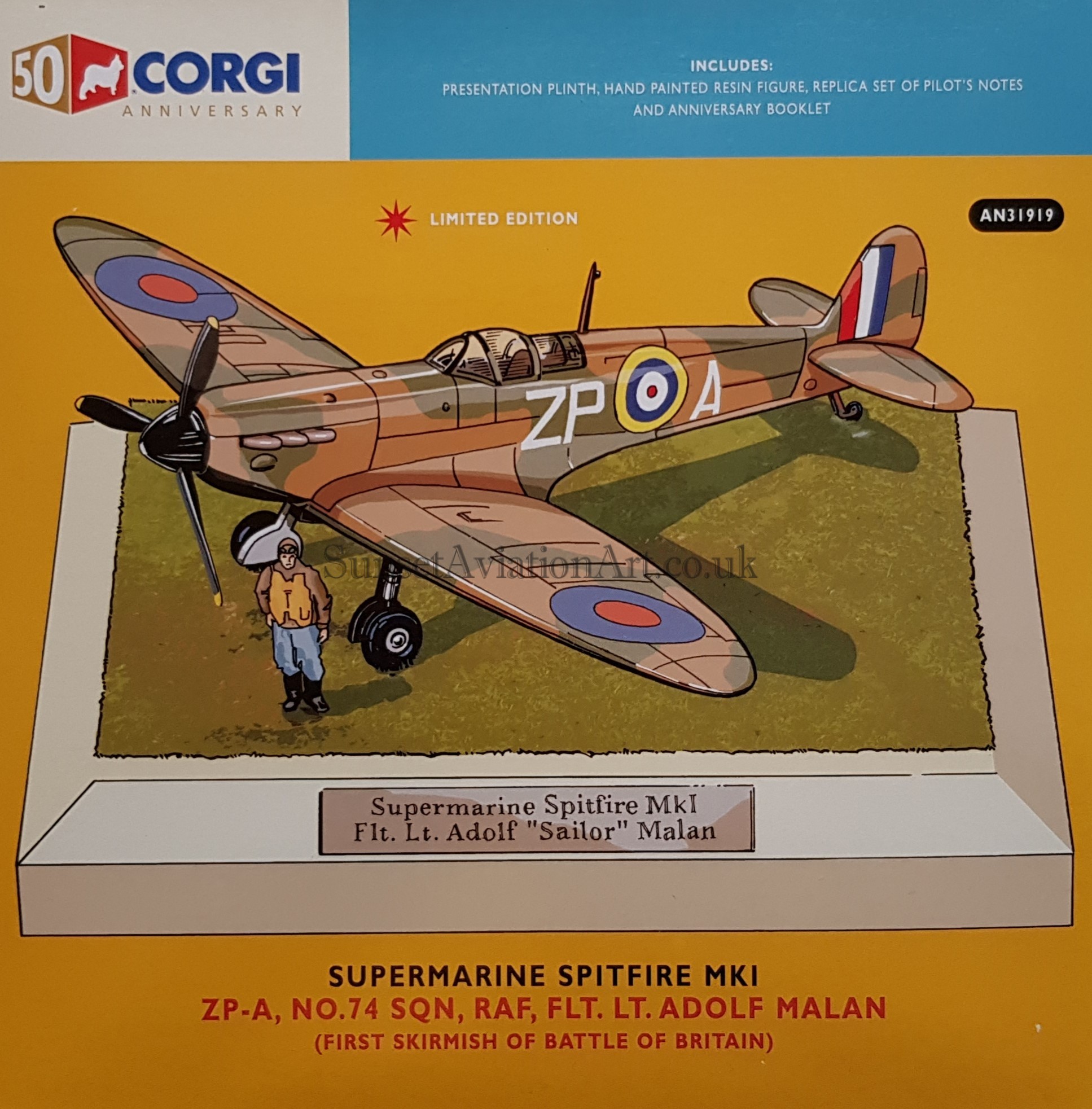 Diecast & Toy Vehicles Corgi Spitfire Mk1 74 Sqd Raf Lt Adolf Malan 