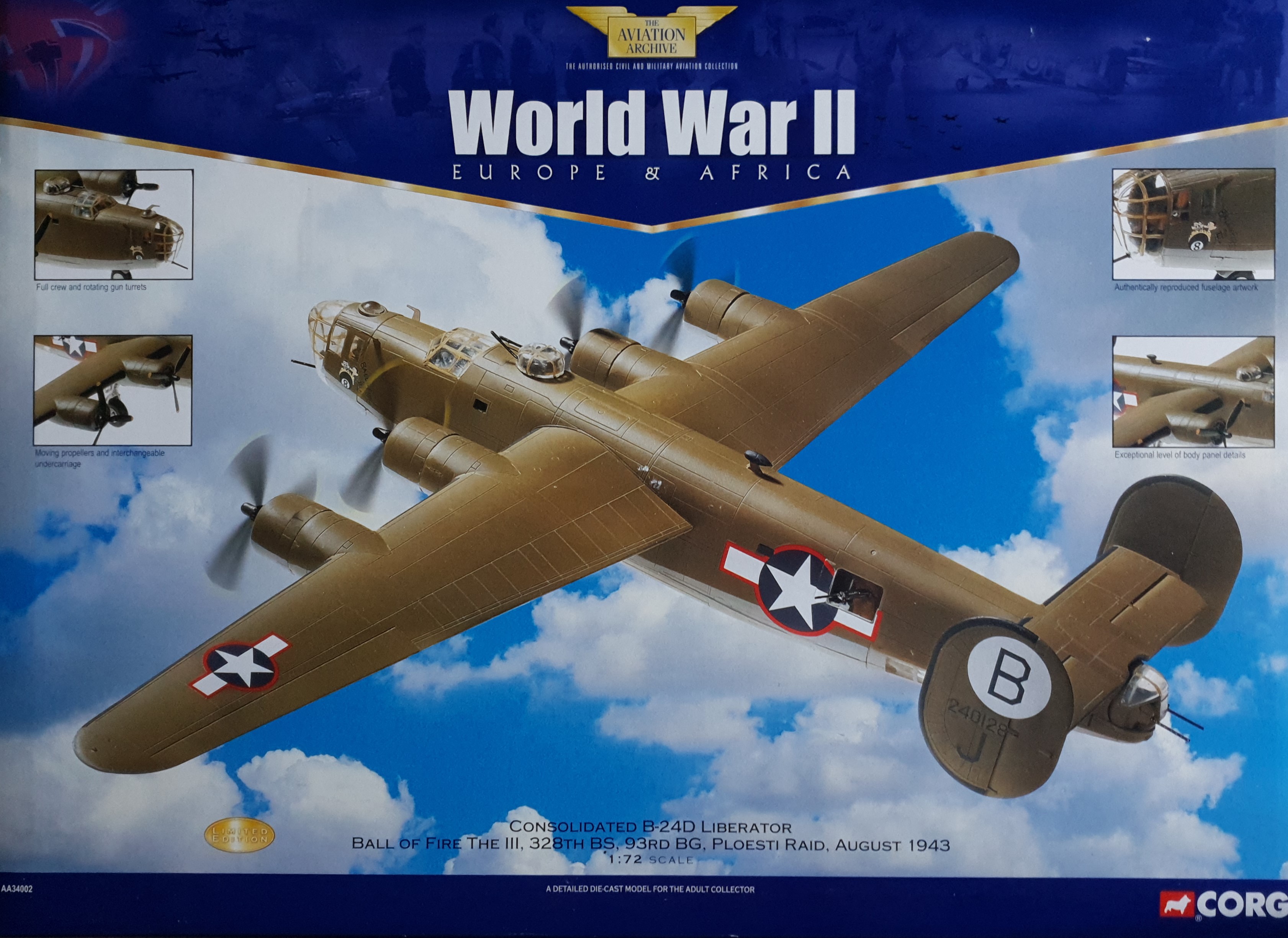 Corgi B 24d Liberator Ball Of Fire The Iii Ploesti Raid Scale 1 72