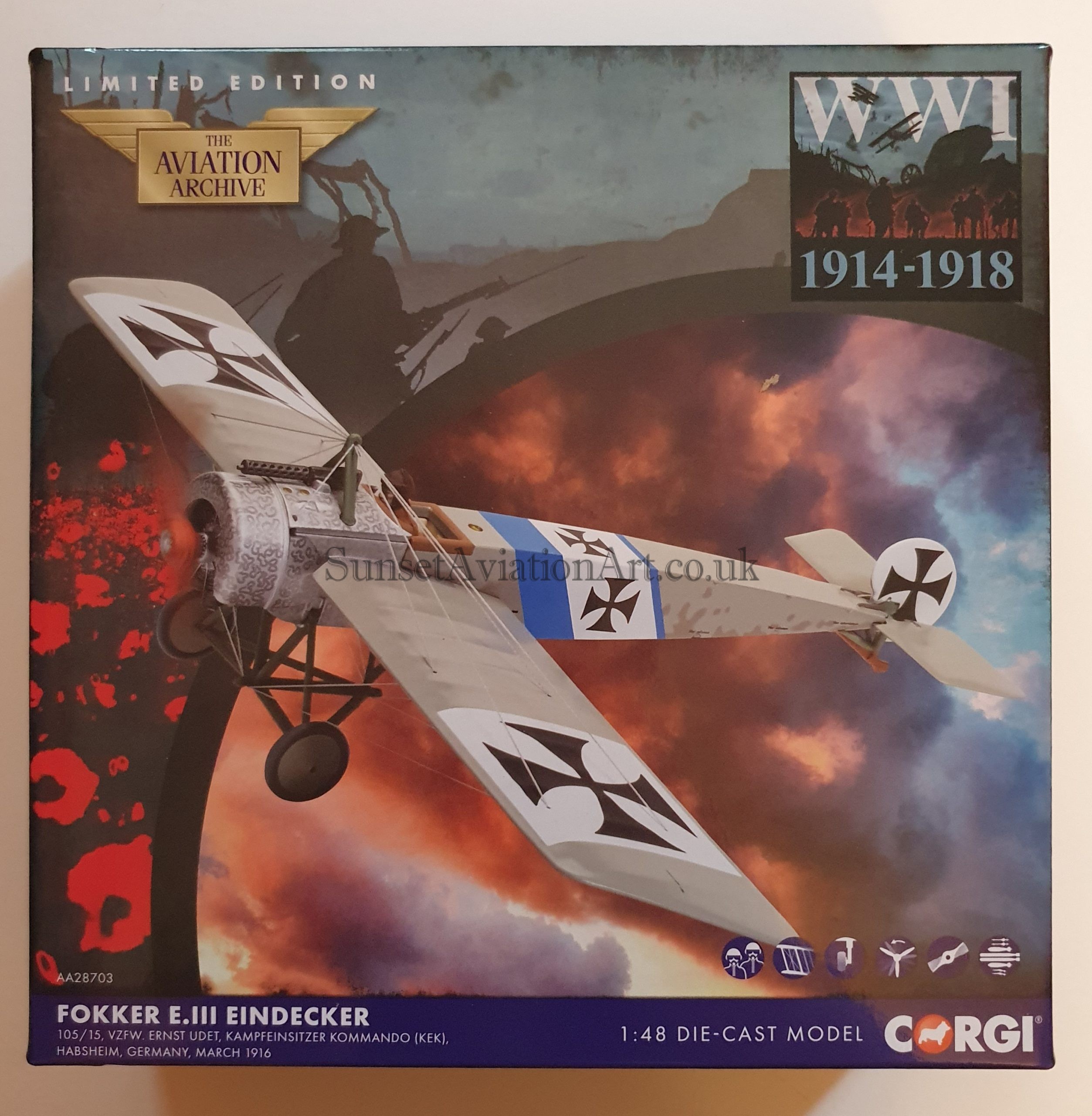 Corgi AA28703 Fokker E.III Eindecker 1:48 scale die-cast model