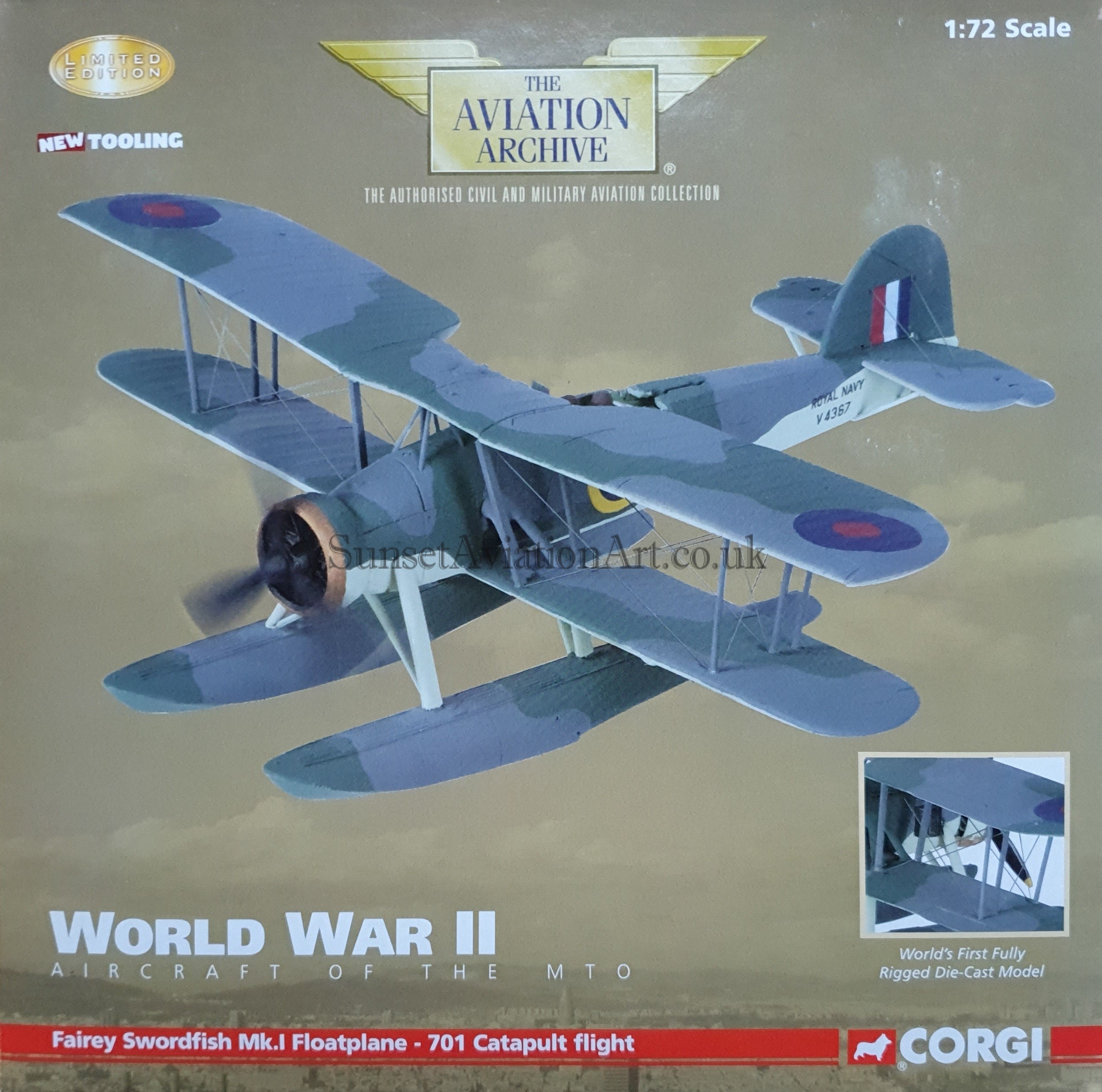 Corgi AA36303 Fairey Swordfish Mk.I Floatpalne 701 Catapult flight